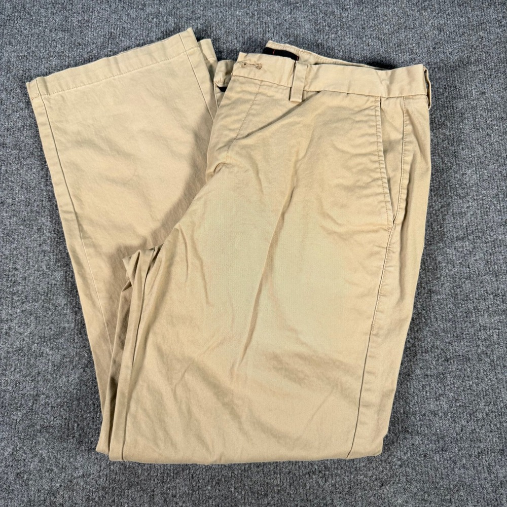 Kirkland Signature Men Khaki Chino Pants Tan 34x30 Flat Front Cotton Twill #4269